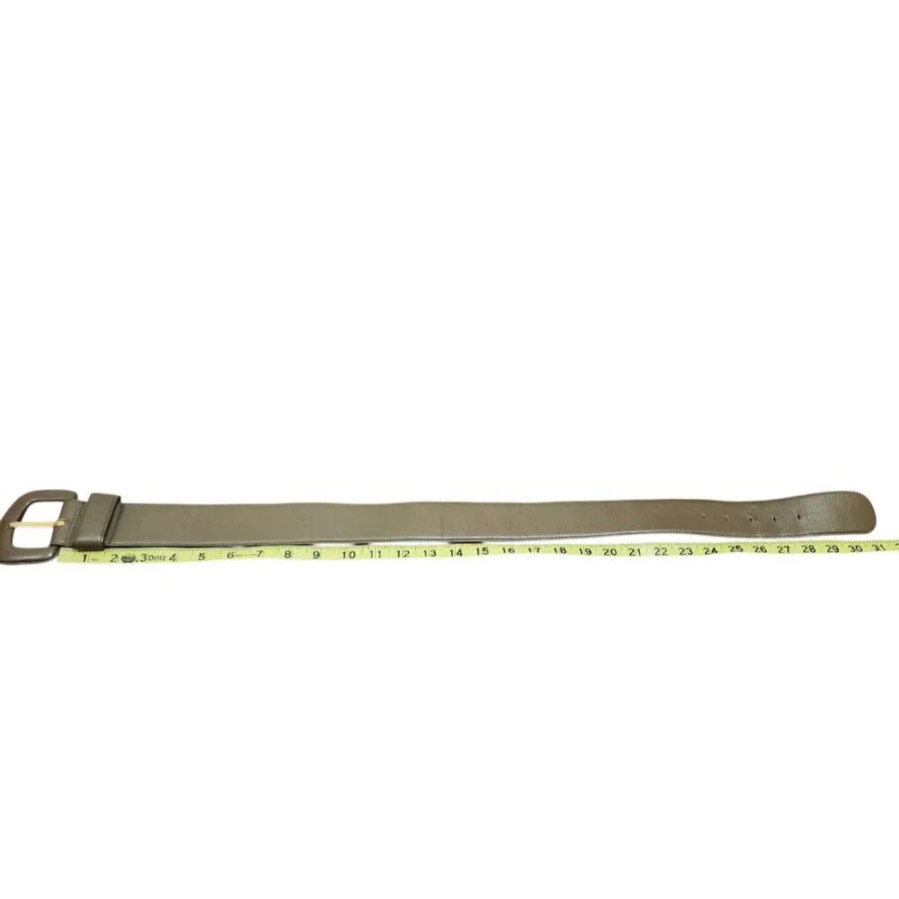 Charter Club Belt Genuine Green Leather Gold Tone Prong Women's Size S